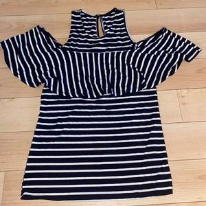francescas cold shoulder striped top size small